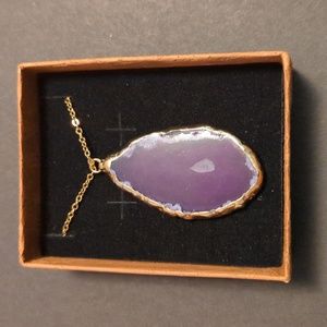 Amethyst and Gold Toned Pendant Necklace